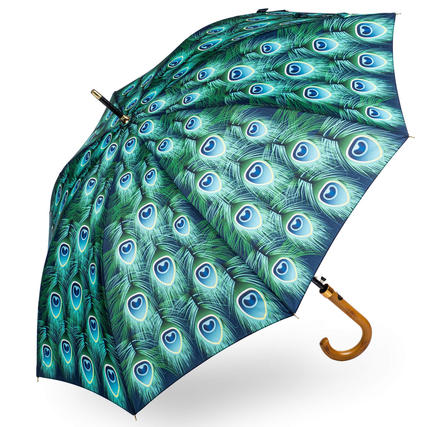 Storm King Nature Umbrella Featuring Green Peacock Feather Design