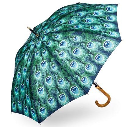 Storm King Nature Umbrella Featuring Green Peacock Feather Design