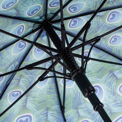 Storm King Nature Umbrella Featuring Green Peacock Feather Design