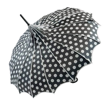 Polka Dot Pagoda Umbrella in Black