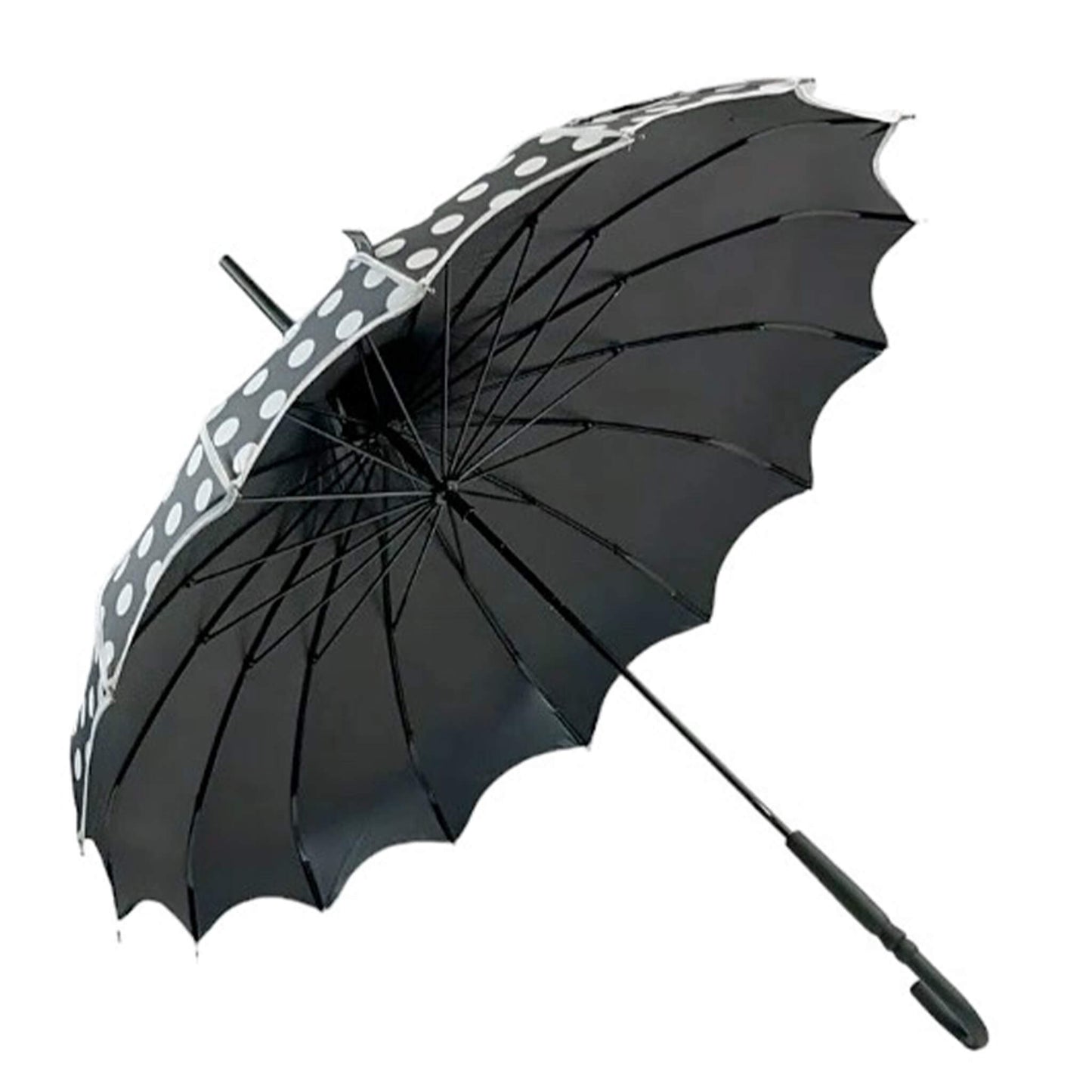 Polka Dot Pagoda Umbrella in Black
