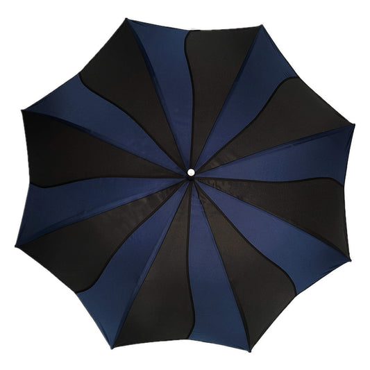 Swirl Umbrella in Black and Blue