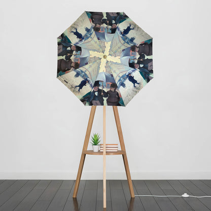 Umbrella Floor Lampstand Featuring Caillebotte Paris Rainy Day