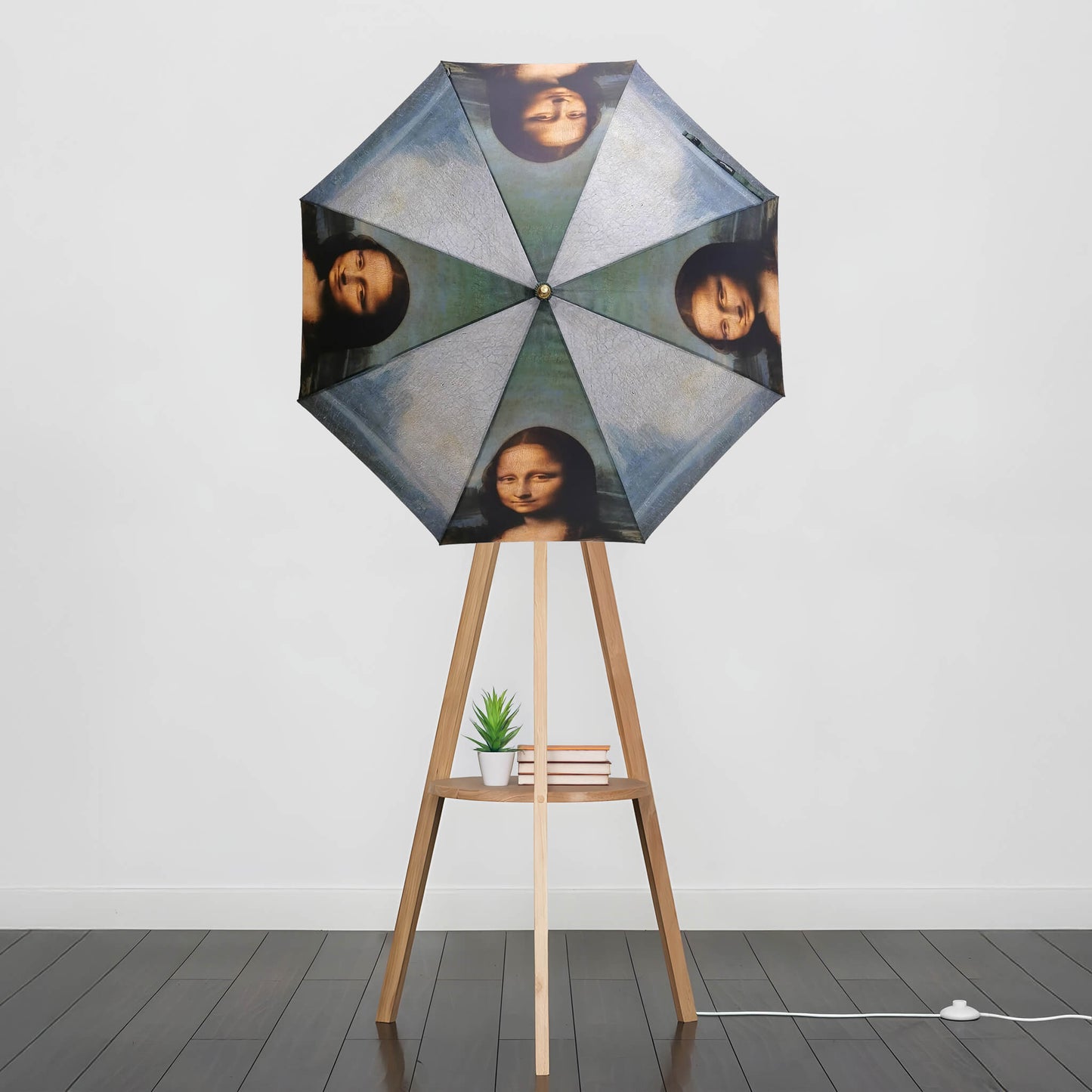 Umbrella Floor Lampstand Featuring De Vinci Mona Lisa