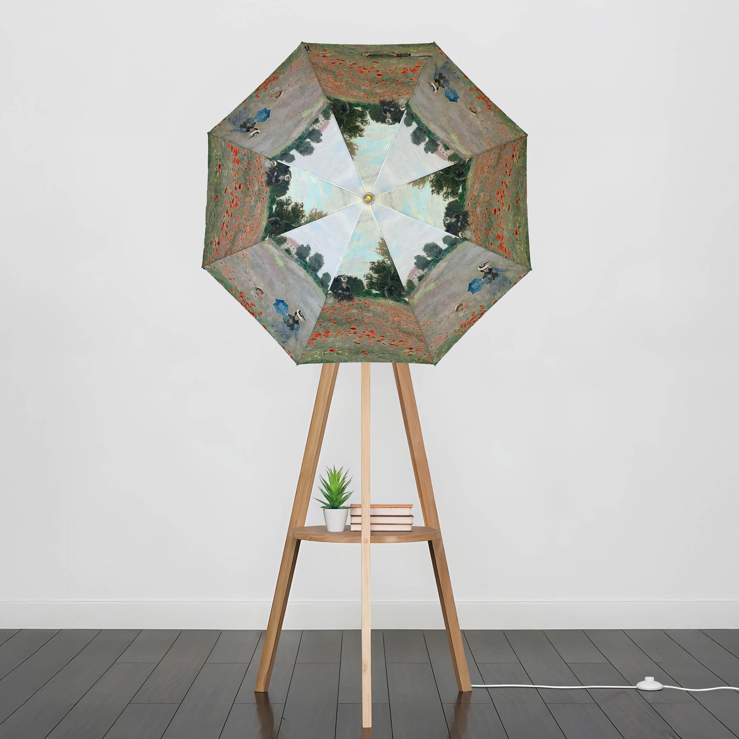 Umbrella Floor Lampstand Featuring Monet Poppyfield