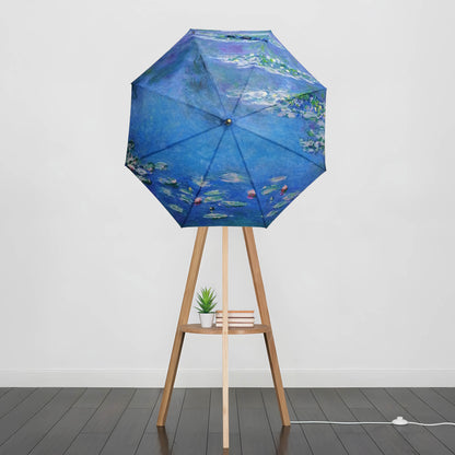 Umbrella Floor Lampstand Featuring Monet Water Lillies