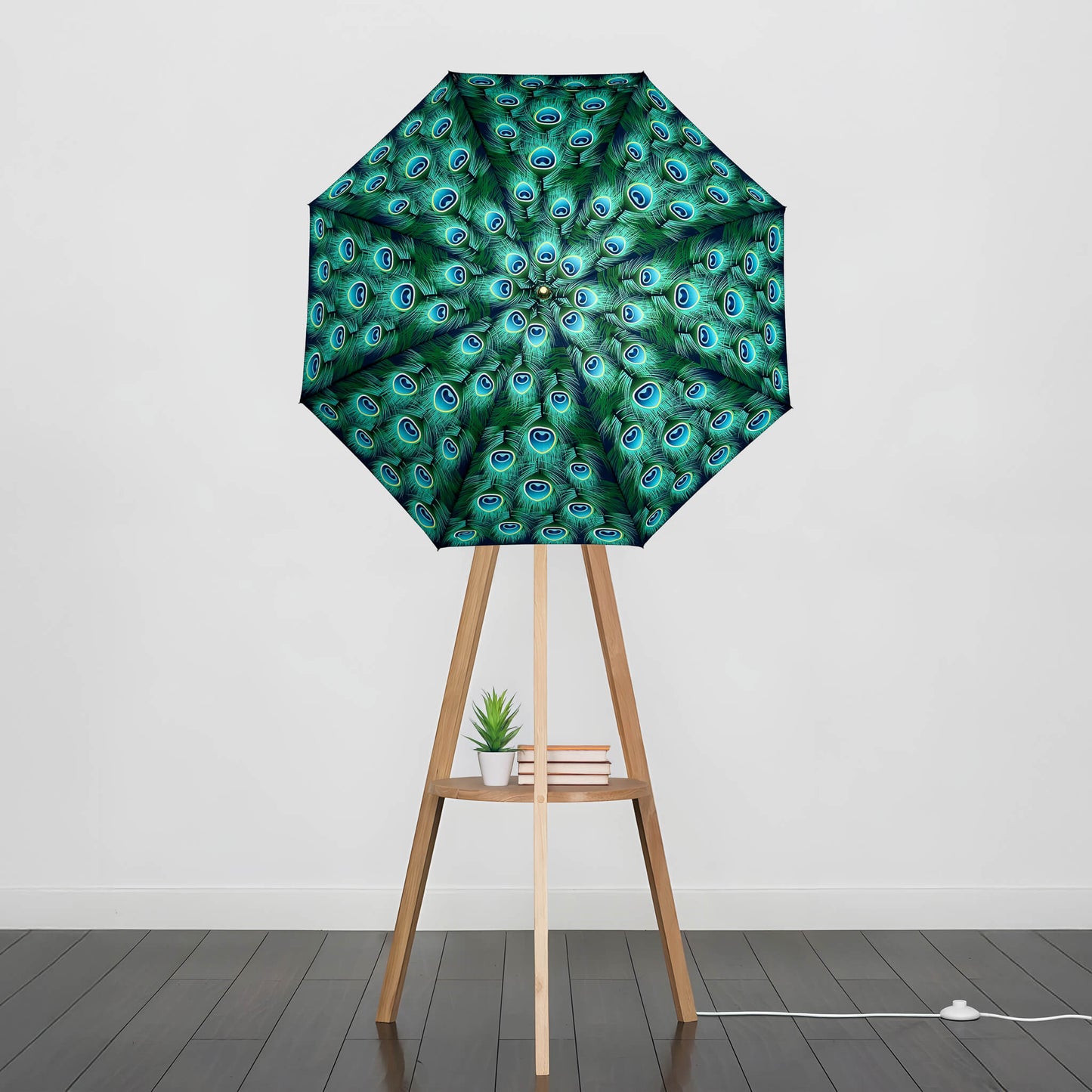 Umbrella Floor Lampstand Green Peacock
