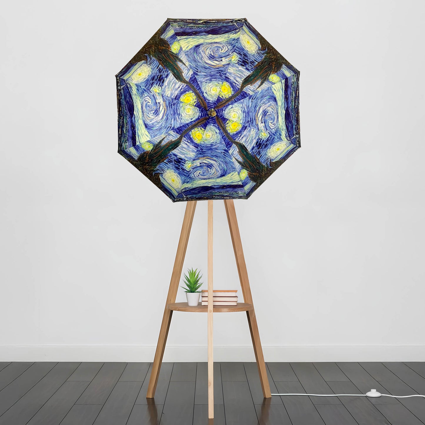 Umbrella Floor Lampstand Featuring Van Gogh Starry Night